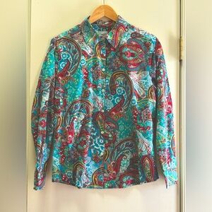 Chico’s L/S Teal Paisley Print Shirt